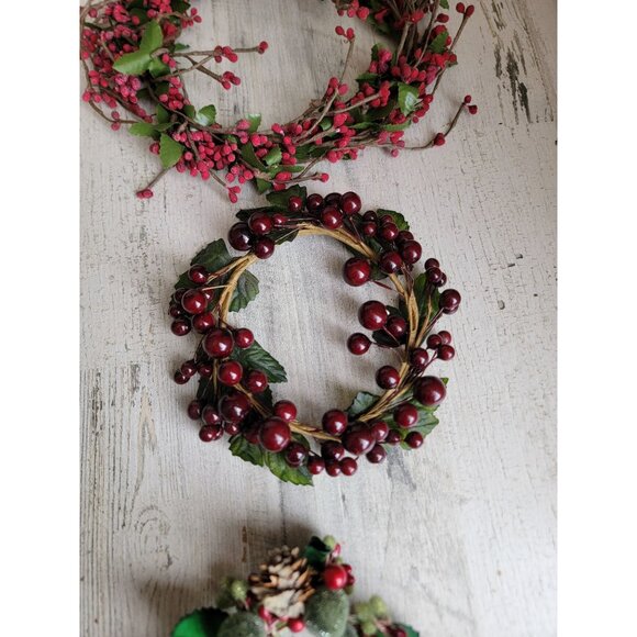 Wreath cranberries sugared fruit set pinecone xmas set hanging - Picture 3 of 6